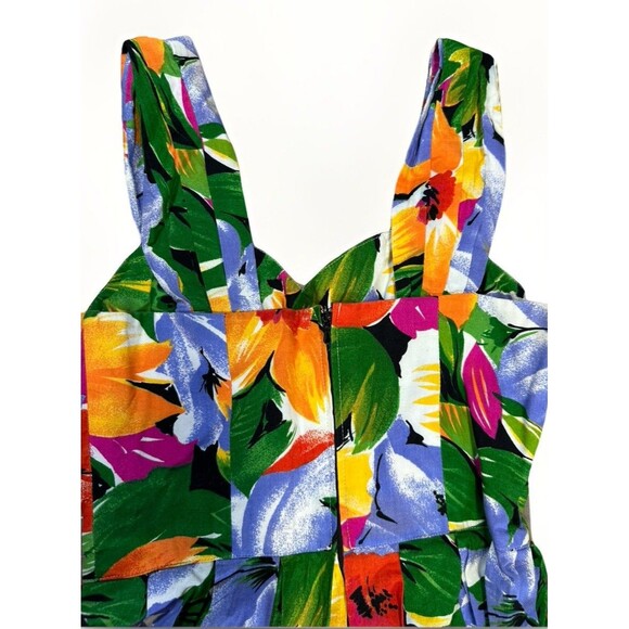 VTG Jeanette Vintet Paris Floral Dress Made in France 80s Tropical Maxi Size M - Picture 4 of 7